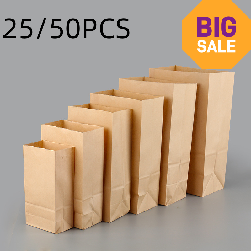 Zebra Food Storage - 25/50pcs Brown Kraft Paper Bags Exquisite