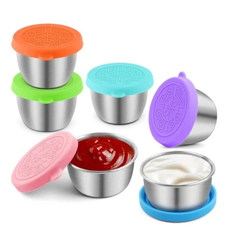 Silicone Stretch Lid - 6PC/Set 304 Stainless Steel Dipping Sauce