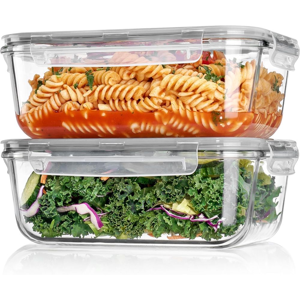 Food Storage Glass Containers Large - 1860ml/63oz Large Glass Storage Containers with