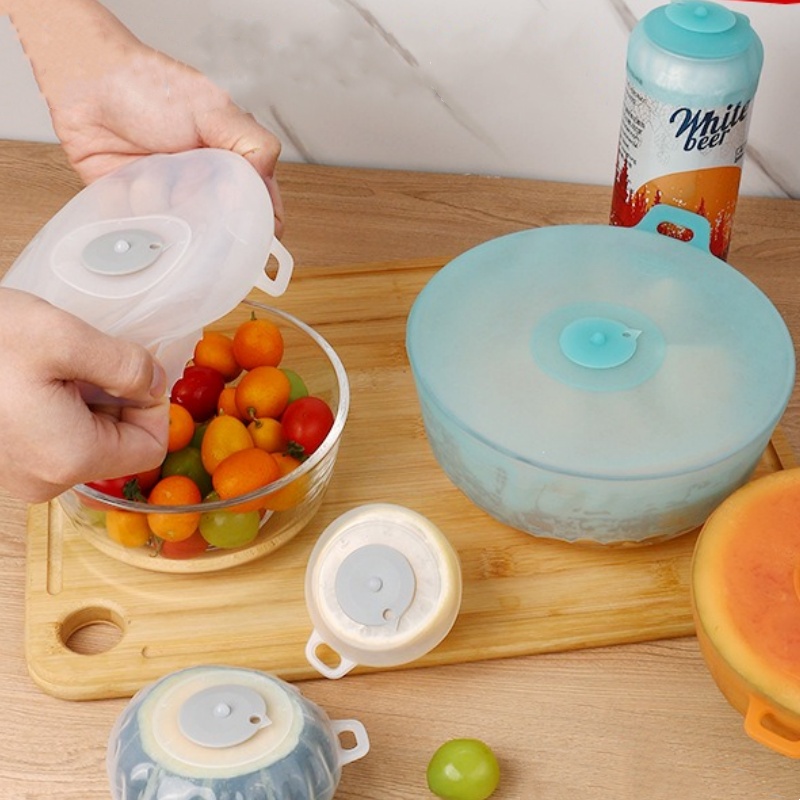 Silicone Stretch Lid - 4Pcs/Set Silicone Fresh-keeping Cover,Reusable Stretch Lids