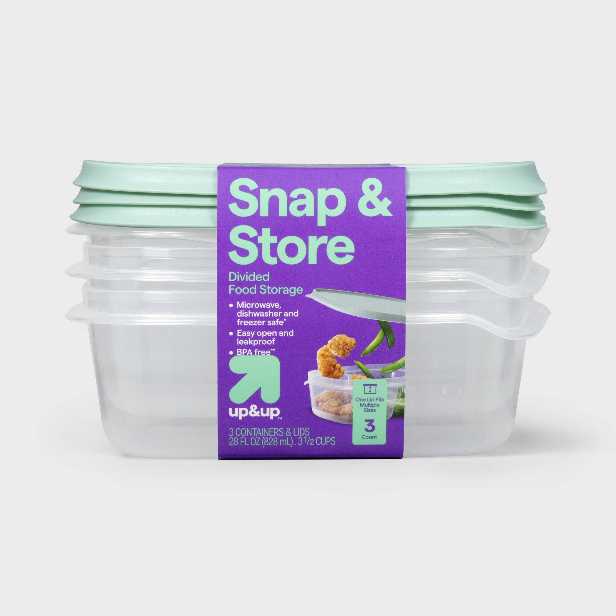 Food Storage Meal Prep - 3ct Clear Plastic Divided Rectangle Food