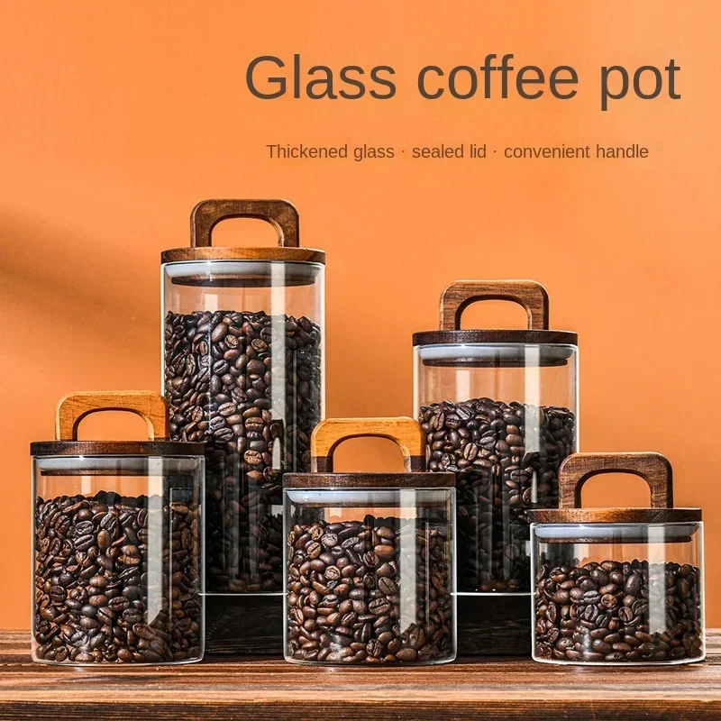 Food Storage Glass Containers Large - 800-2100ml Wood Lid Glass Jar 1pc