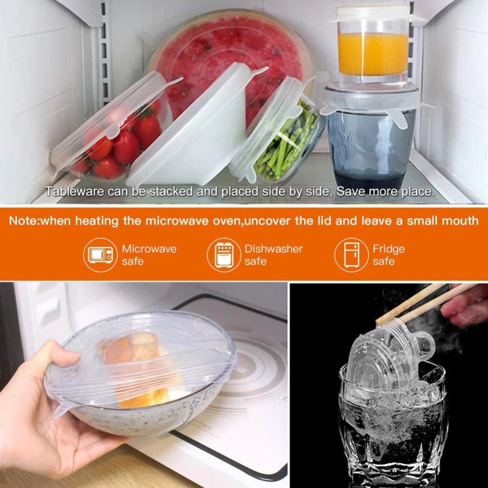 Silicone Stretch Lid - 6PCS Food Reusable Fresh-keeping Cover Non-slip