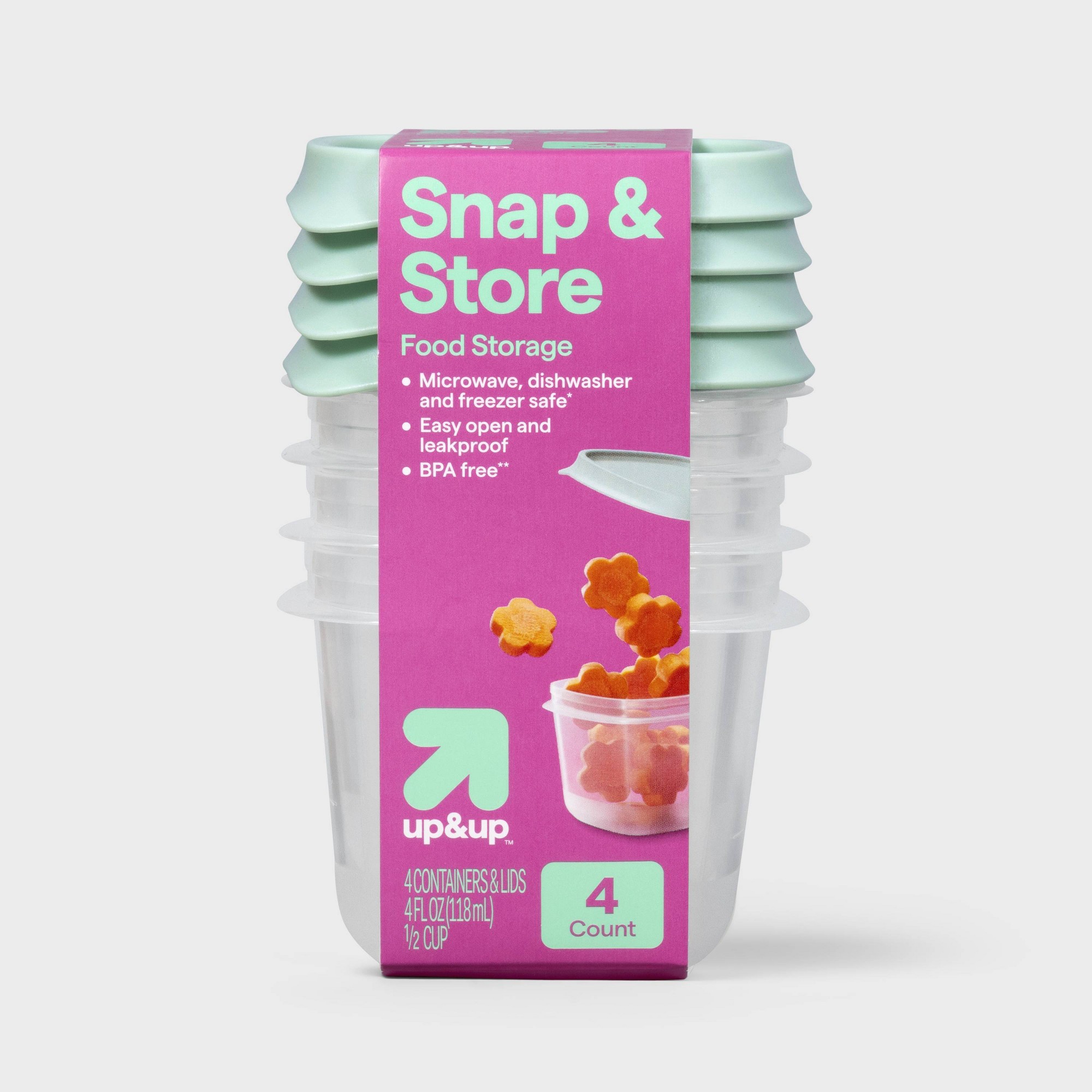 Food Storage Meal Prep - 4ct Mini Square Half Cup Food