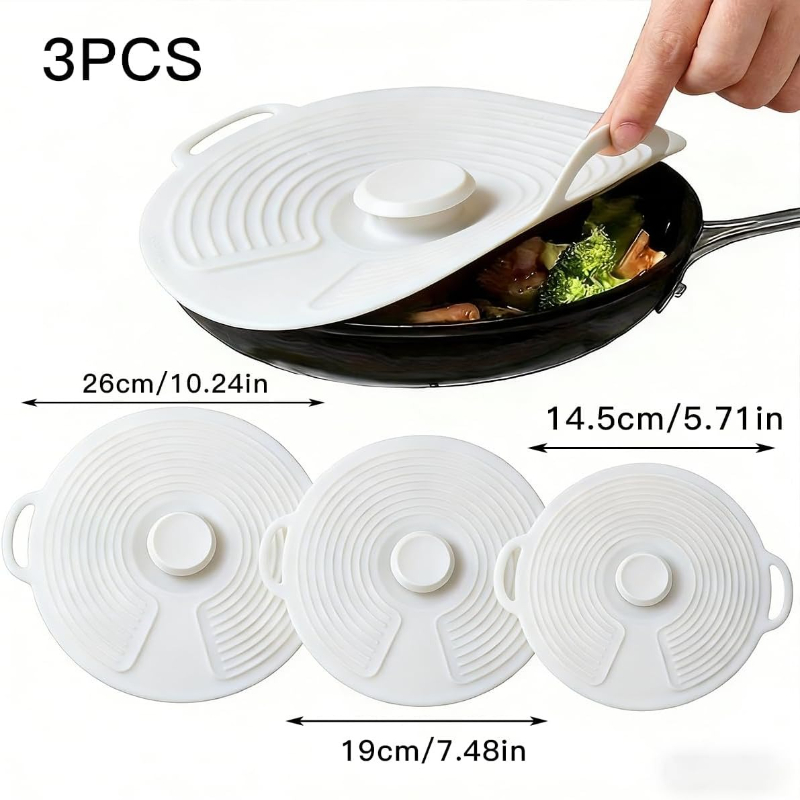 Silicone Stretch Lid - 3Pcs Silicone Universal Lid for Pots