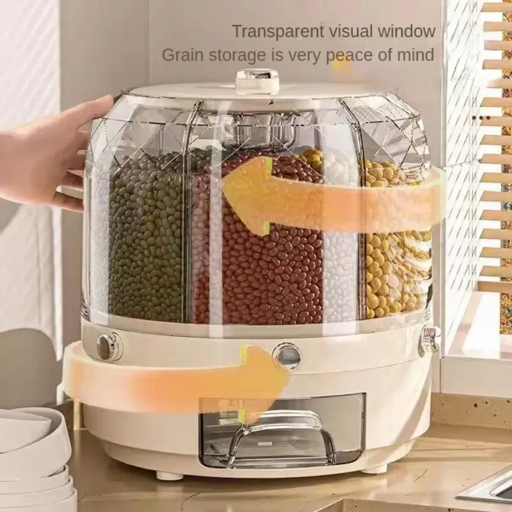 Food Storage Drawer Organizer - Food Grade Rotating Grain Dispenser Large