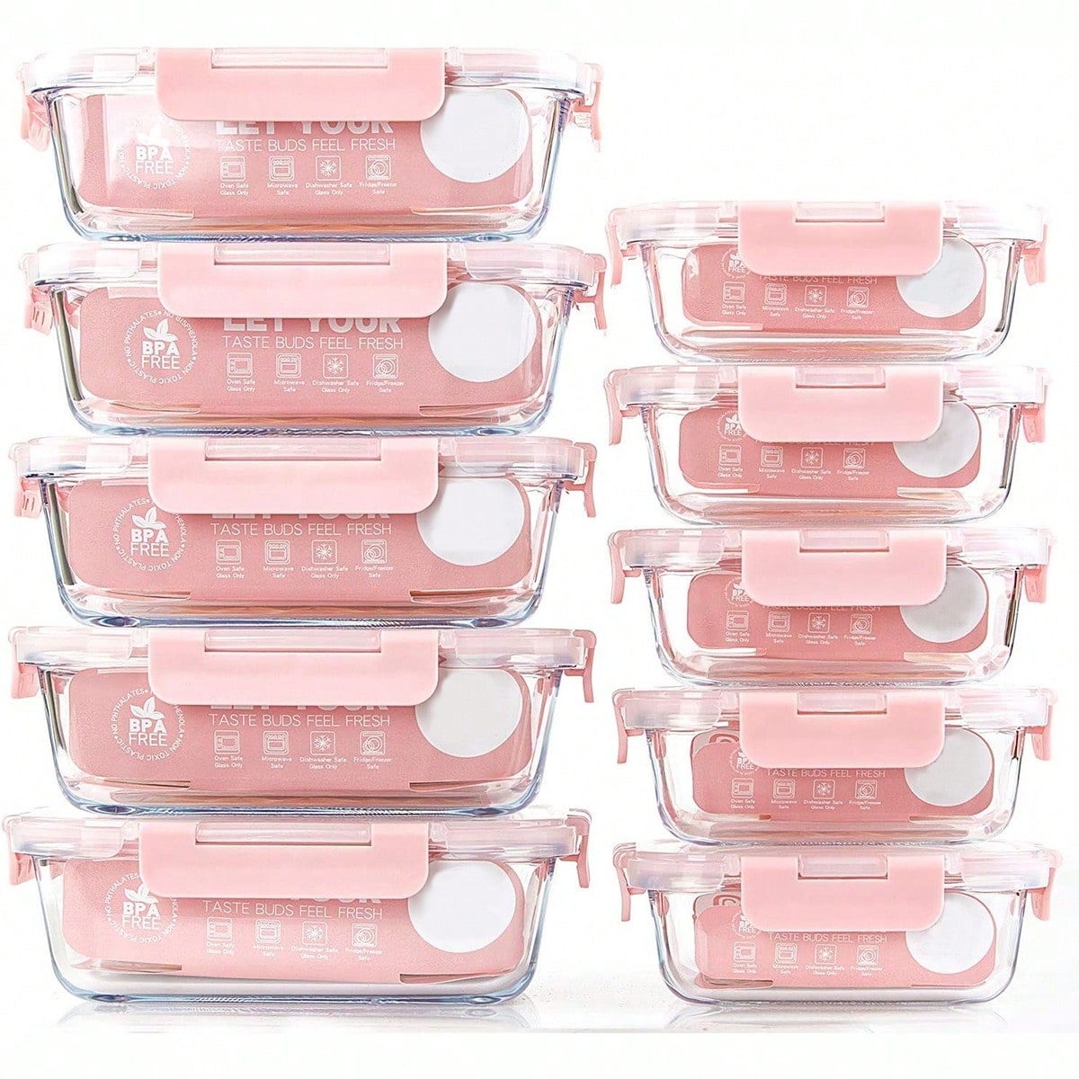 Food Storage Meal Prep - 10 Pack Glass Meal Prep Containers,