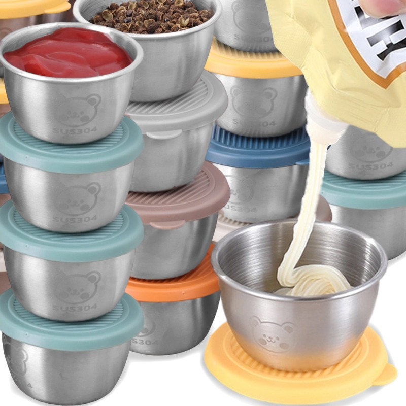 Silicone Stretch Lid - 10/1pc 50ml Leakproof Stainless Steel Dipping