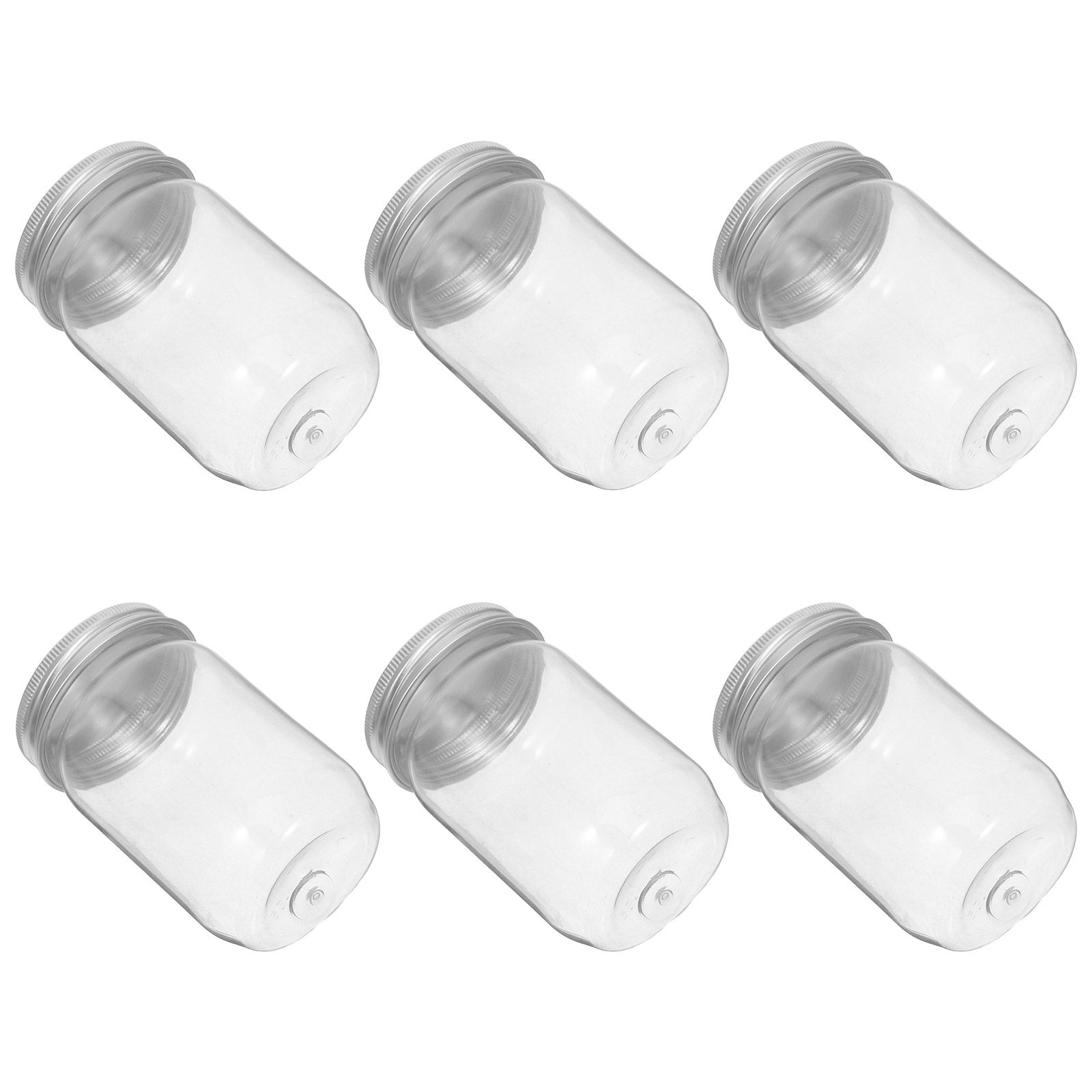 Food Storage With Lids - 6Pcs Clear Plastic Mason Jars with