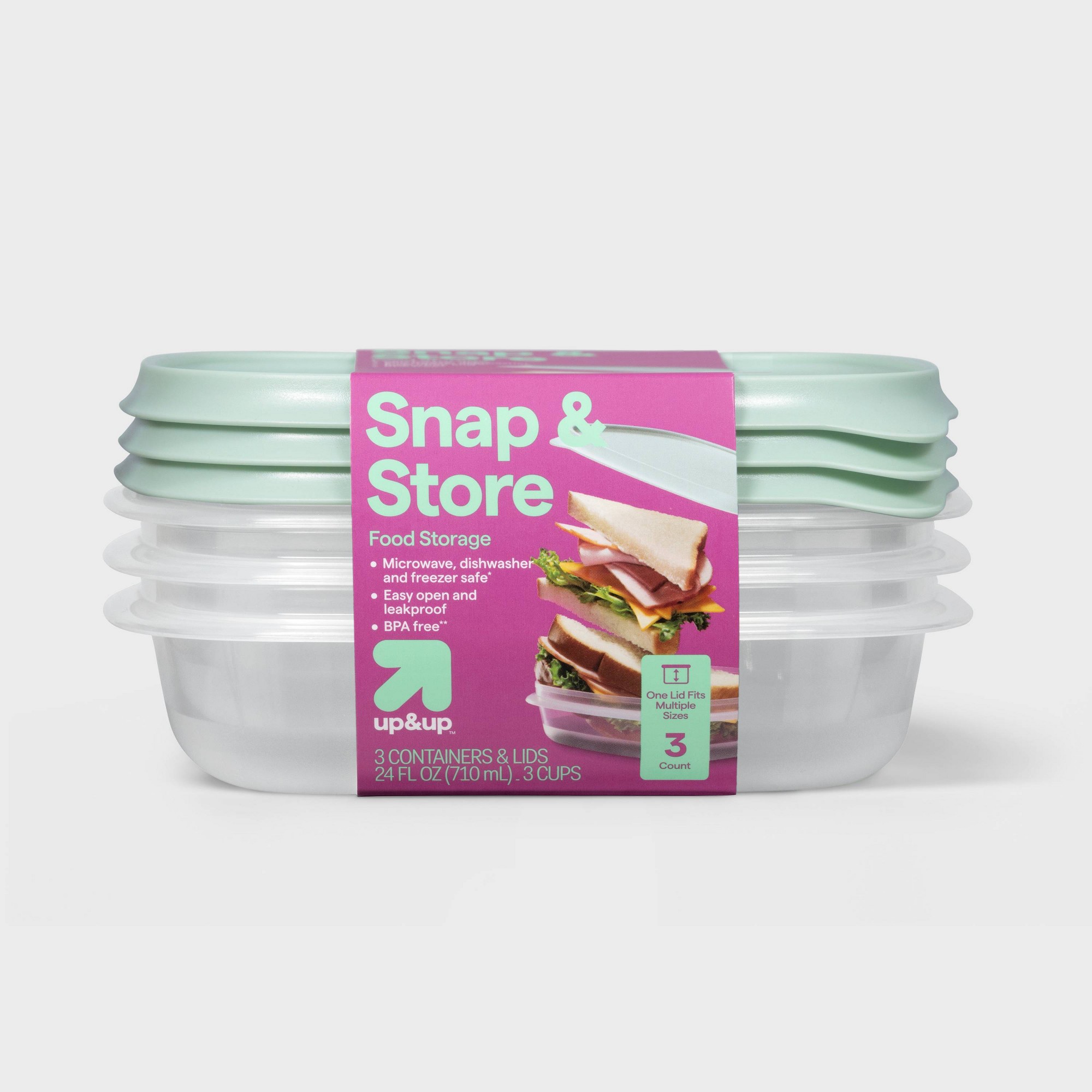 Food Storage Meal Prep - 3ct Square Food Storage Containers With