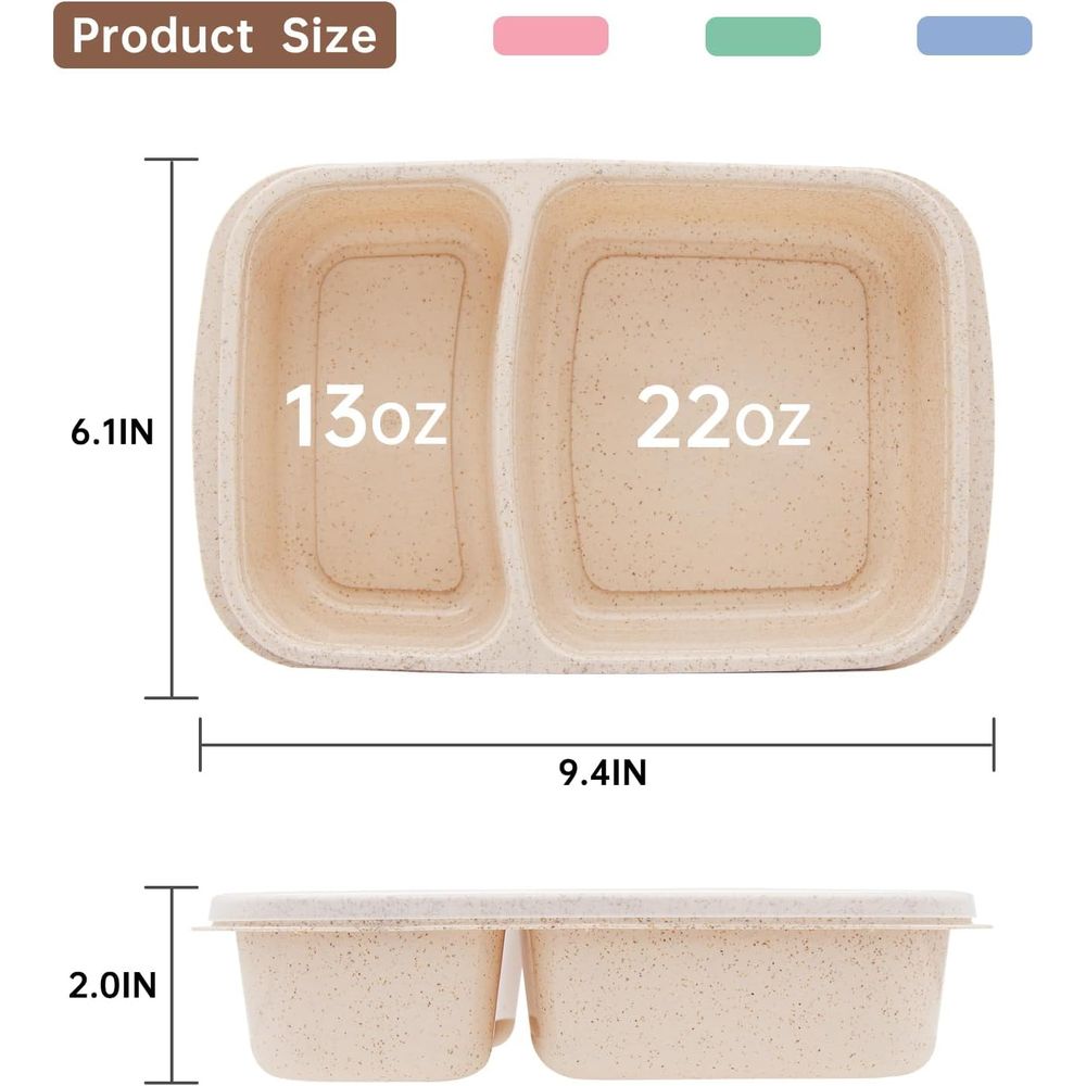 4 Pack Bento Lunch Box, 2 Comp - Food Storage Meal Prep 评论和价格