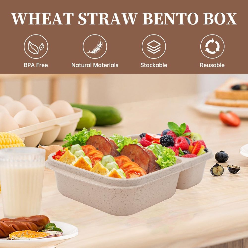 4 Pack Bento Lunch Box, 2 Comp - Food Storage Meal Prep 评论和价格