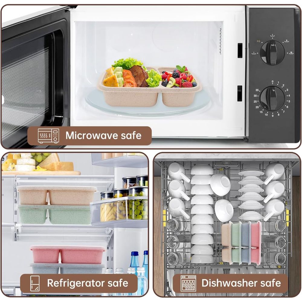 4 Pack Bento Lunch Box, 2 Comp - Food Storage Meal Prep 评论和价格