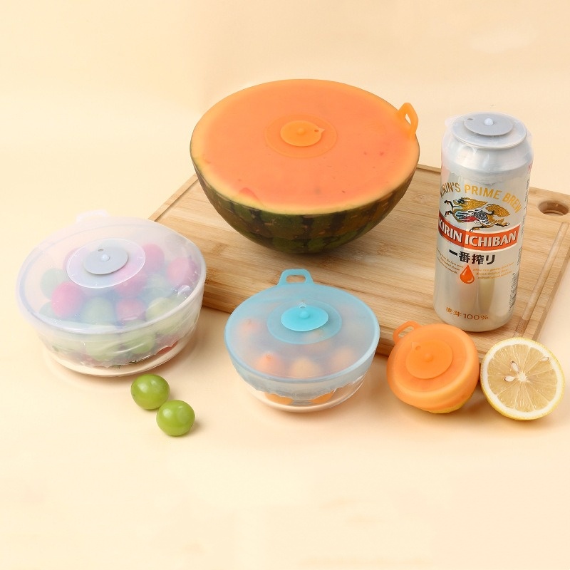 4Pcs/Set Silicone Fresh-keepin - Silicone Stretch Lid 评论和价格