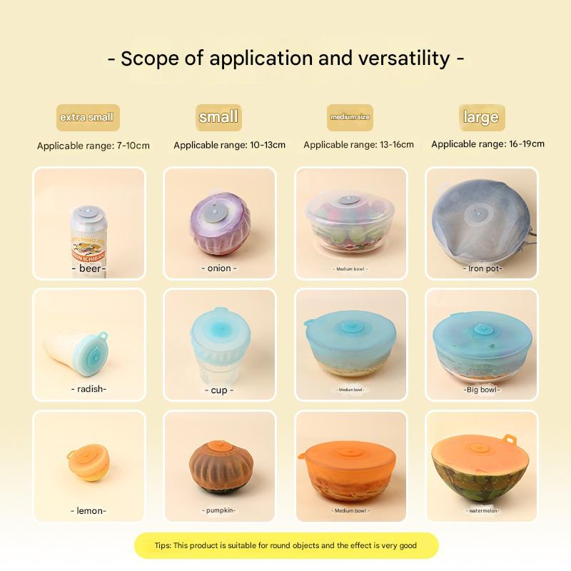4Pcs/Set Silicone Fresh-keepin - Silicone Stretch Lid 评论和价格
