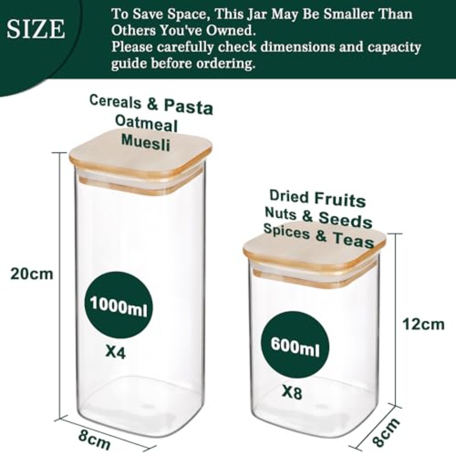 12-Pack Square Glass Storage J - Food Storage With Lids 评论和价格