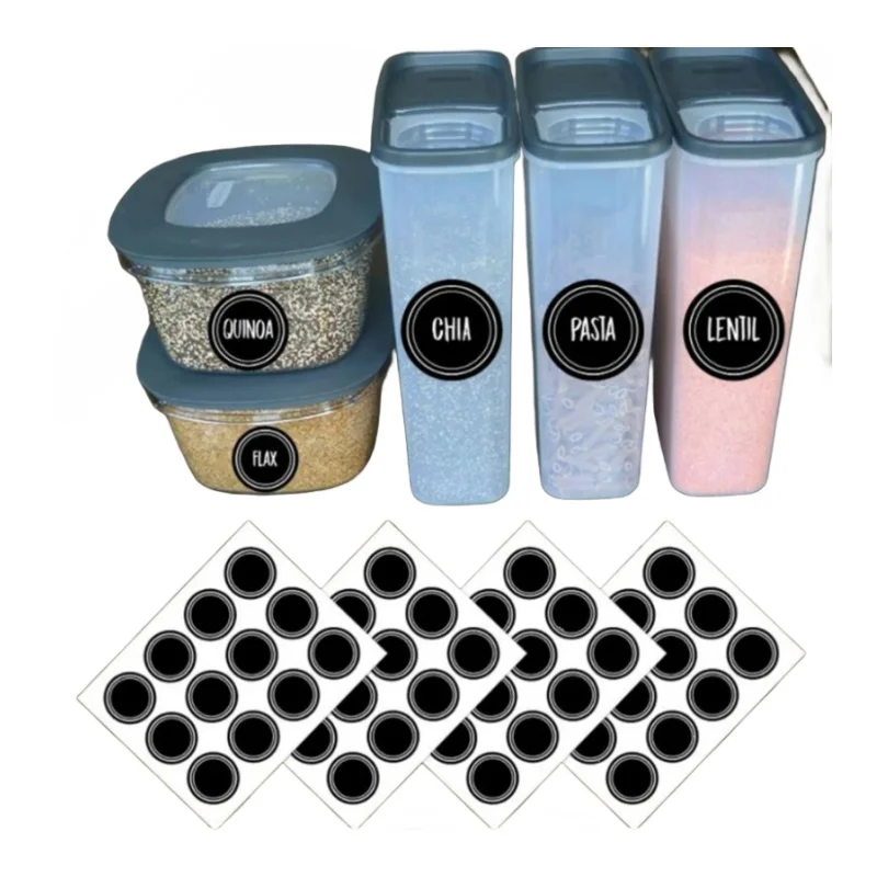 Waterproof Reusable Round Blac - Food Storage Jar Labels 评论和价格