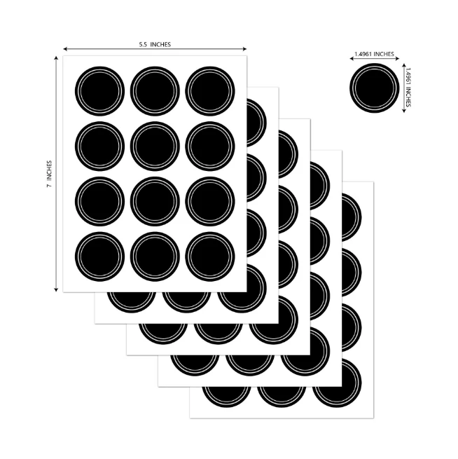 Waterproof Reusable Round Blac - Food Storage Jar Labels 评论和价格