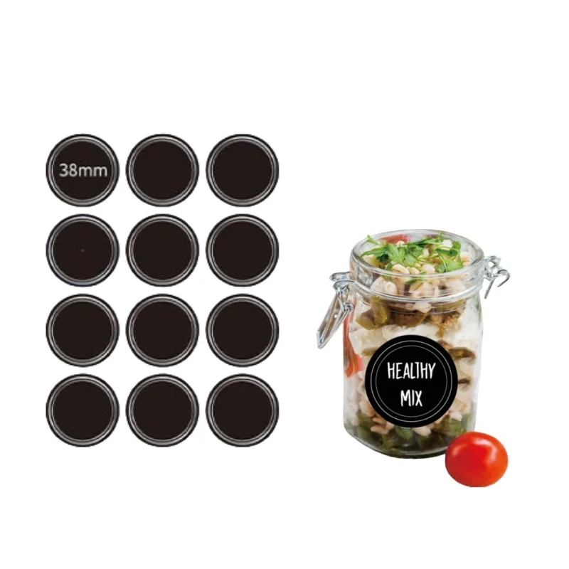 Waterproof Reusable Round Blac - Food Storage Jar Labels 评论和价格