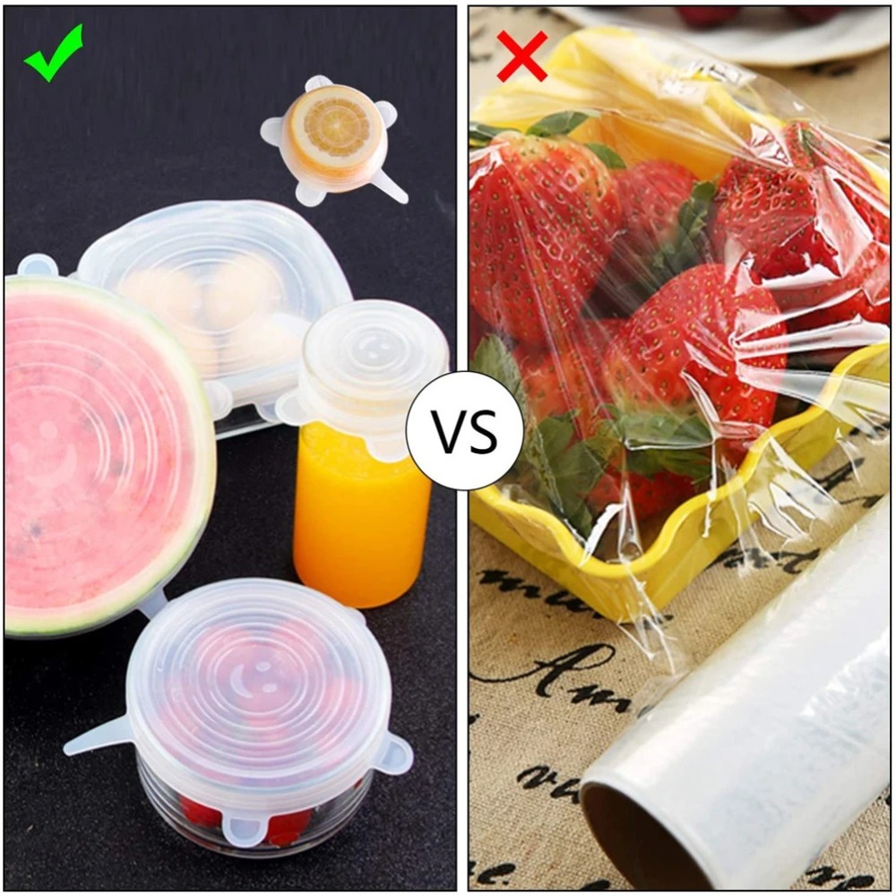 6PCS Food Reusable Fresh-keepi - Silicone Stretch Lid 评论和价格