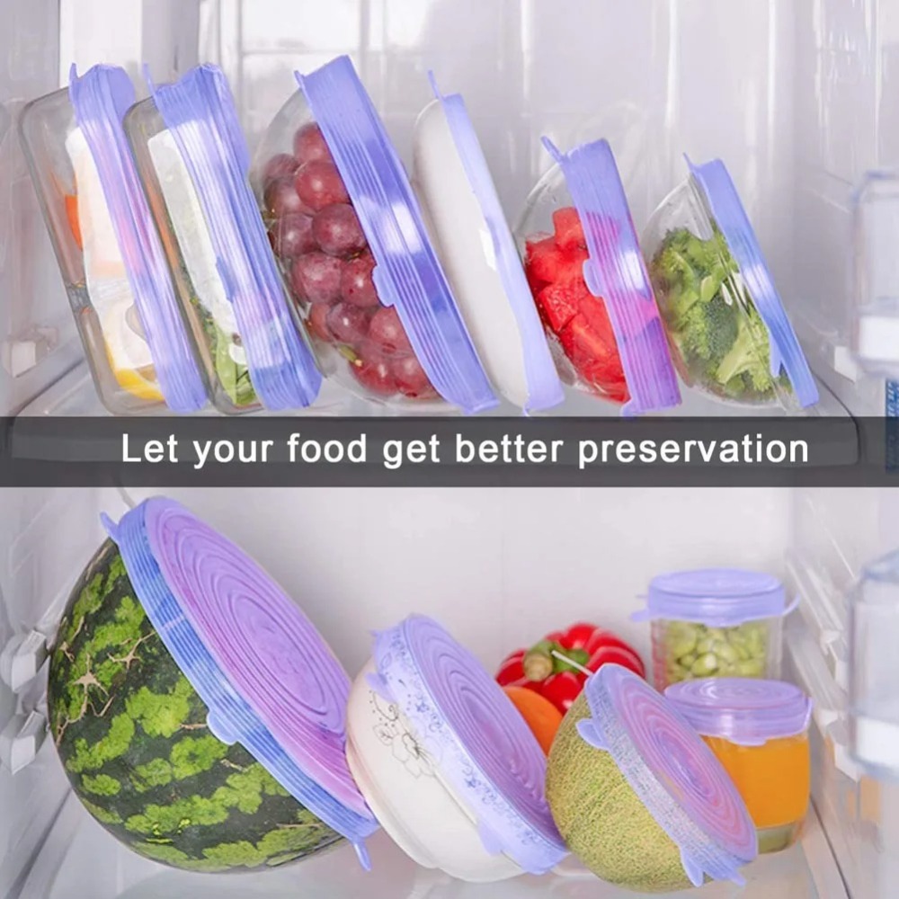 6PCS Food Reusable Fresh-keepi - Silicone Stretch Lid 评论和价格