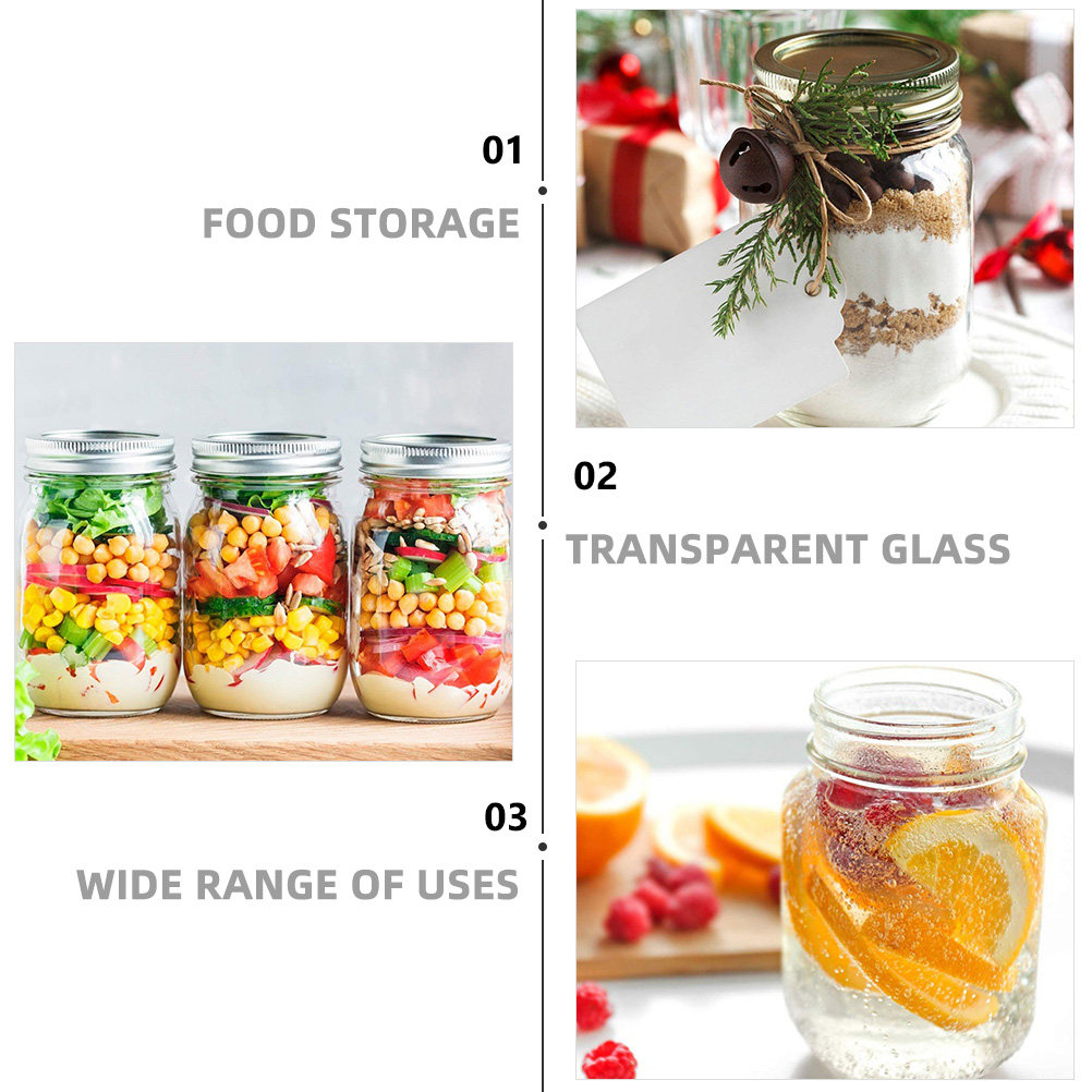 6Pcs Transparent Round Glass J - Food Storage With Lids 评论和价格