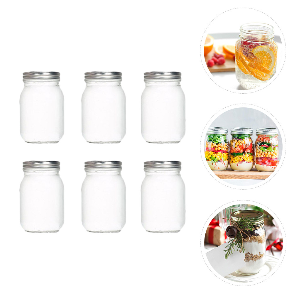 6Pcs Transparent Round Glass J - Food Storage With Lids 评论和价格