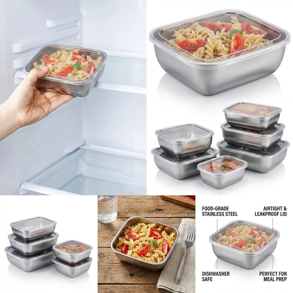 6PCS Stainless Steel Food Stor - Food Storage Stainless Steel 评论和价格