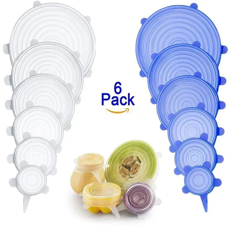 6/12pcs Adjustable Elastic Sil - Silicone Stretch Lid 评论和价格