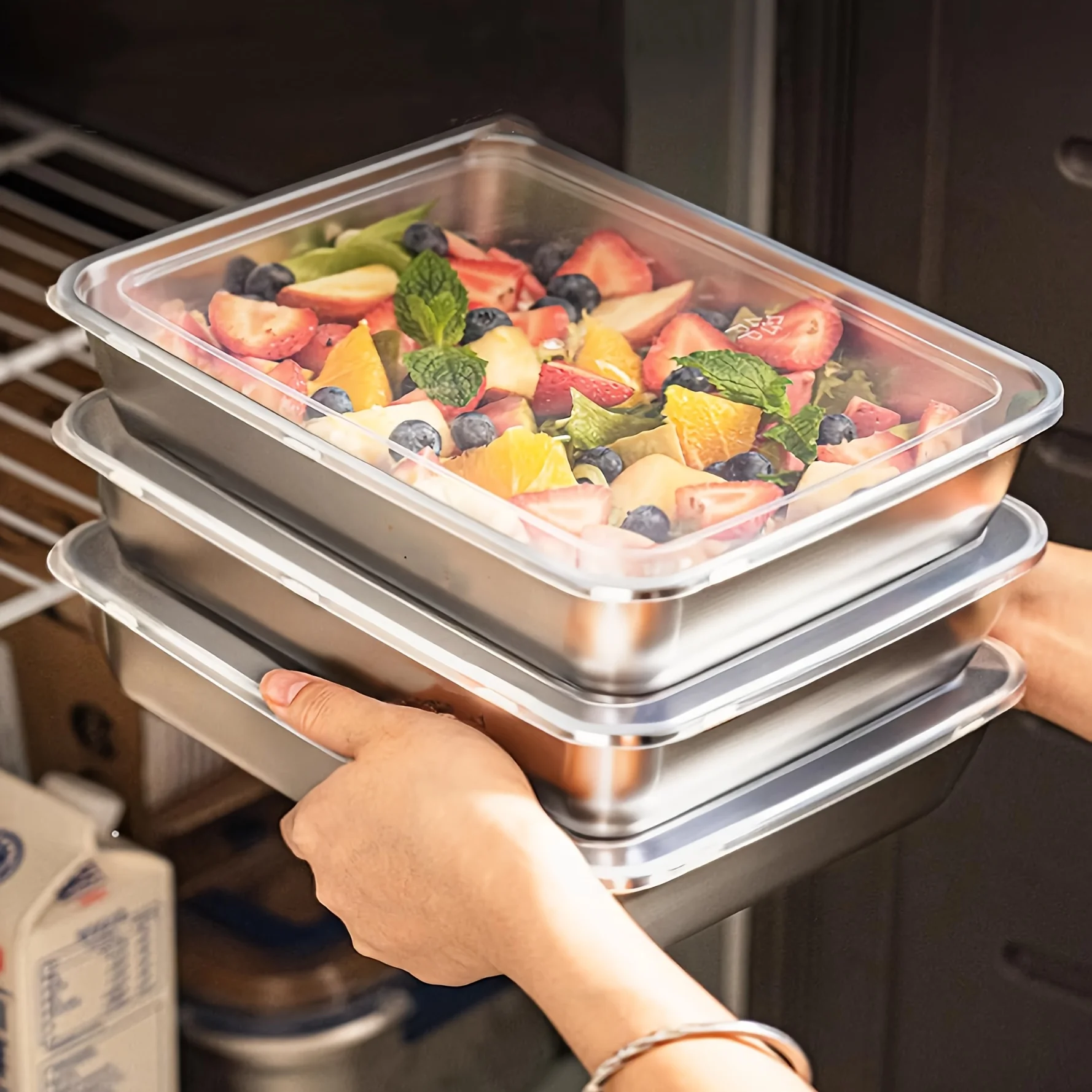 3pcs Stainless Steel Food Cont - Food Storage Warehouse 评论和价格
