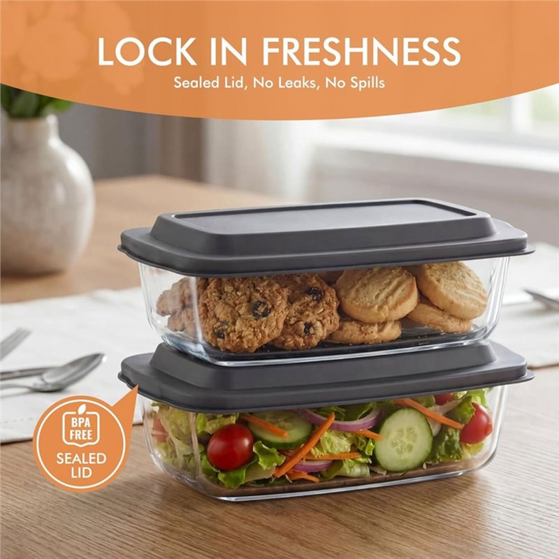 FYBL-Glass Loaf Pan, 2-Pack LA - Food Storage Glass Containers Large 评论和价格