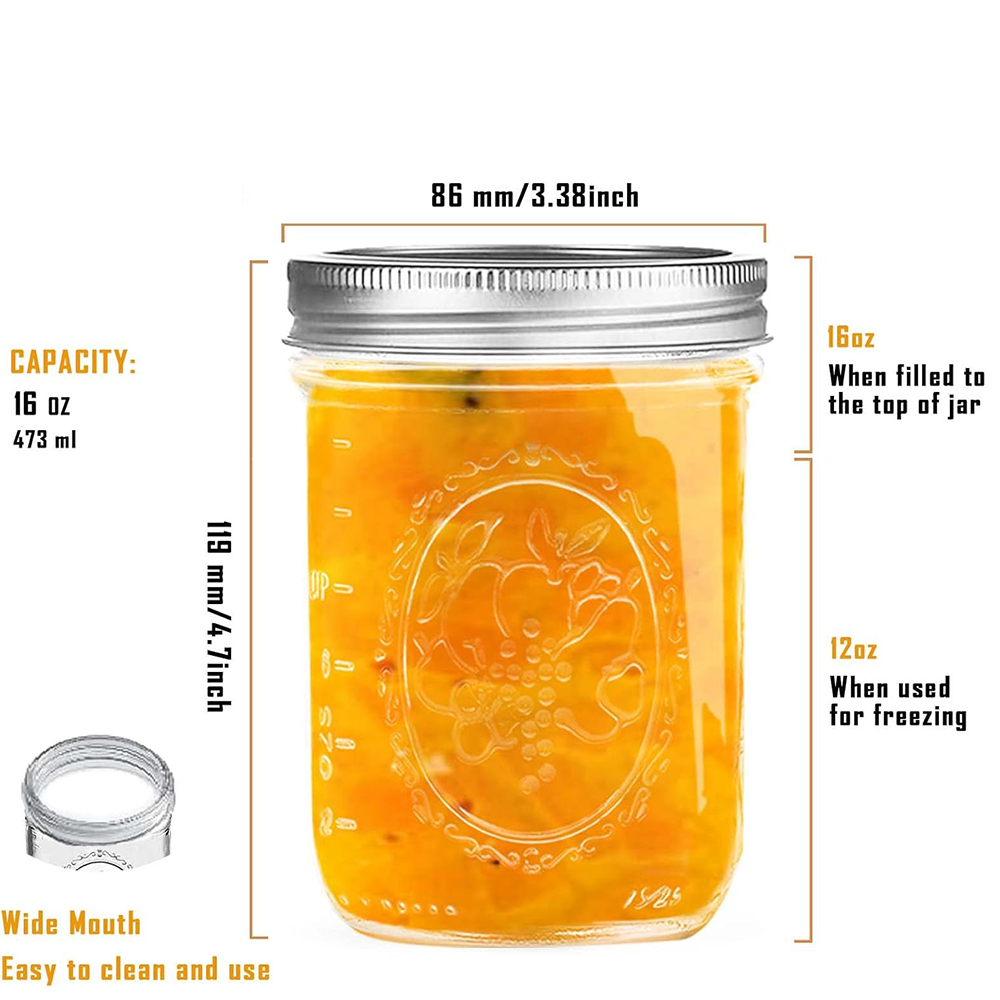 16oz Wide Mouth Mason Jars wit - Food Storage With Lids 评论和价格