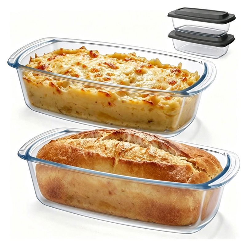 ABMR-Loaf Pan 2-Pack LARGE 7.6 - Food Storage Glass Containers Large 评论和价格