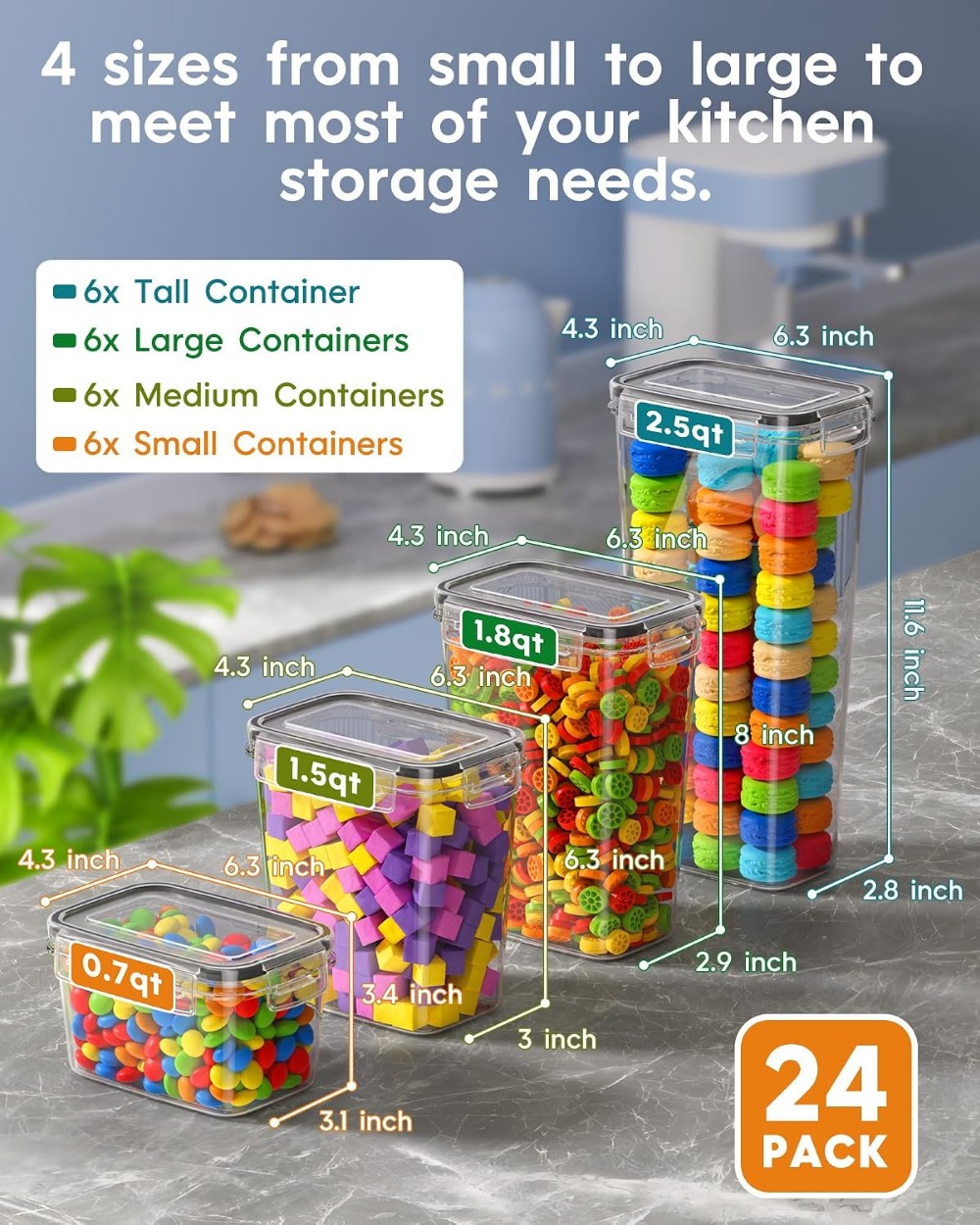 24 PCS Airtight Food Storage C - Food Storage With Lids 评论和价格