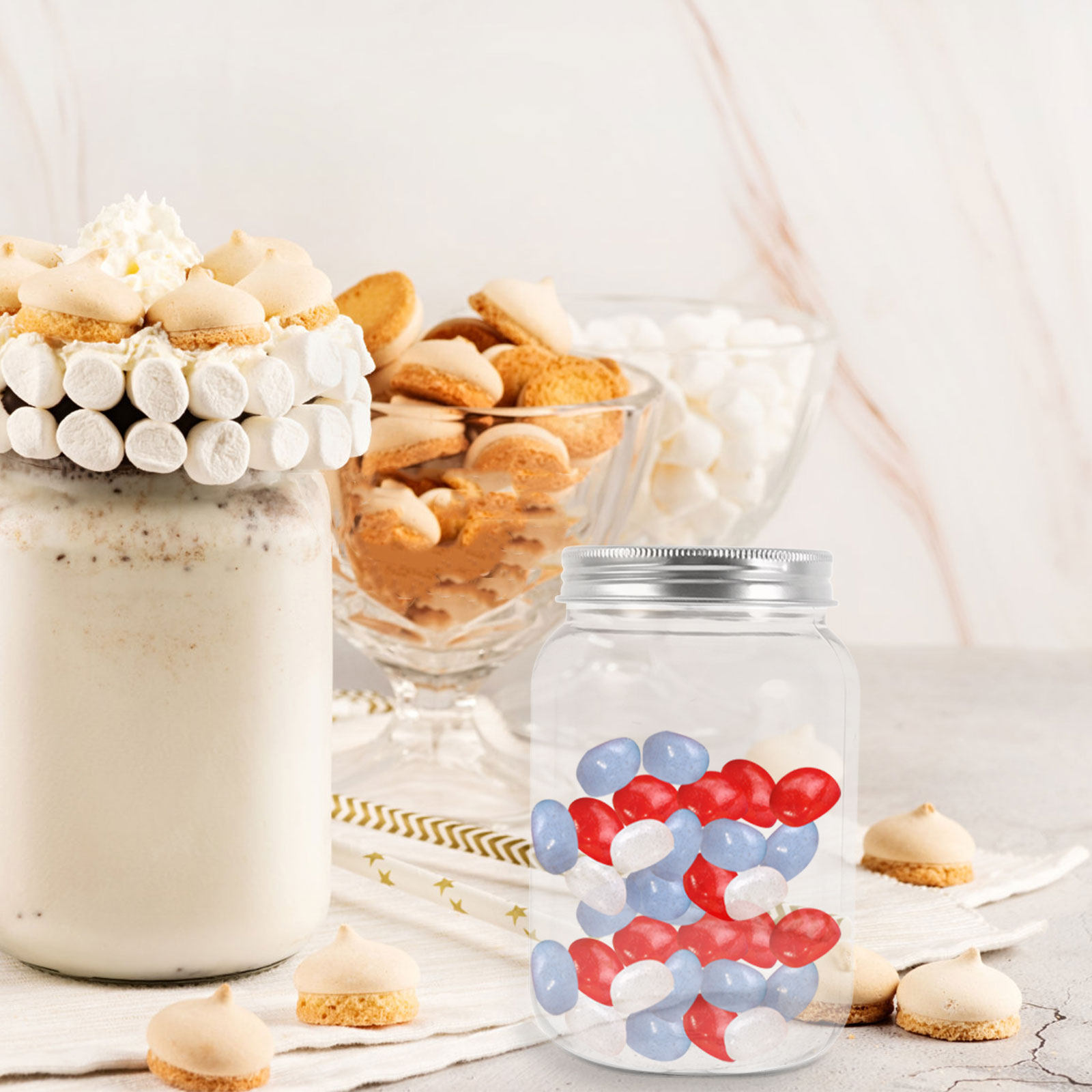 4Pcs Clear Plastic Mason Jars  - Food Storage With Lids 评论和价格